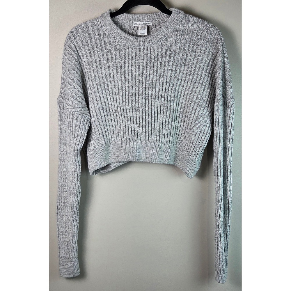 Urban Outfitters Cropped Sweater Womens Medium Grey Excellent Ribbed Knit Jumper